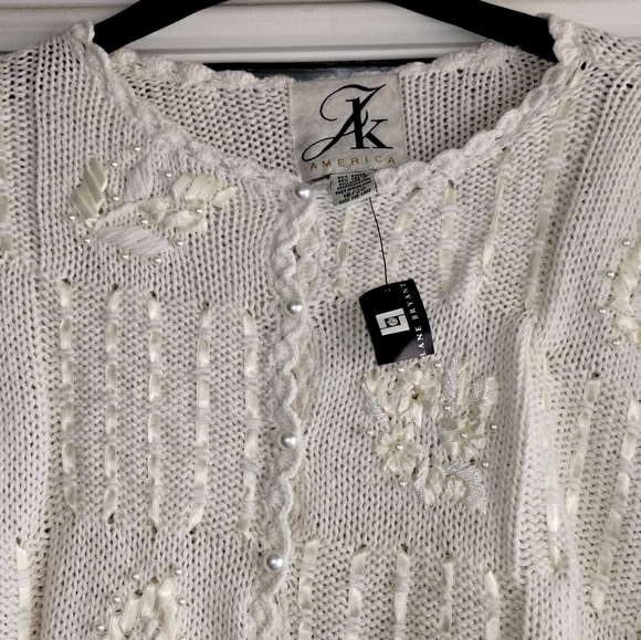 Vintage JK America Brand Cream Cardigan Sweater - Picture 2 of 11
